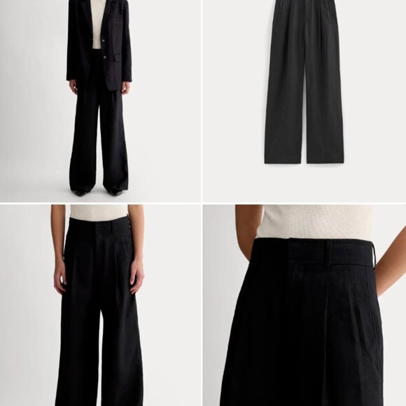 Everlane The Linen Way-High Drape Pant / wide leg trousers / black / size 2 - Picture 1 of 11